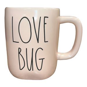 Rae Dunn "LOVE BUG" Light Pink Coffee Mug Valentines Gift EUC